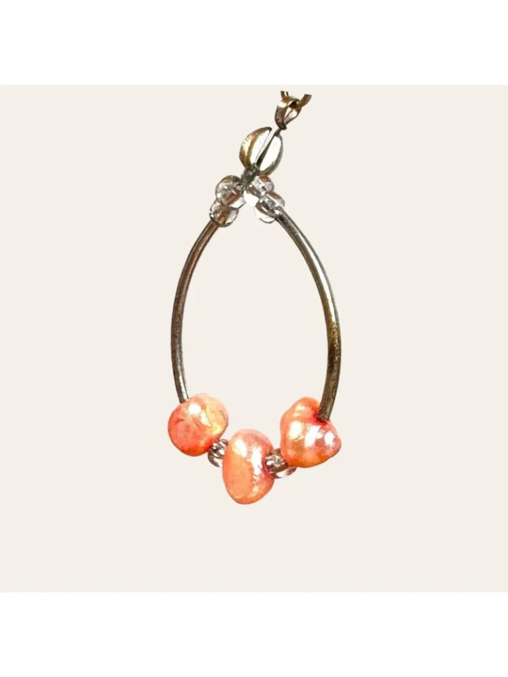 Liquid Silver Fresh Water Peach Pearls Dangle Earrings Tested Non-Reactive
